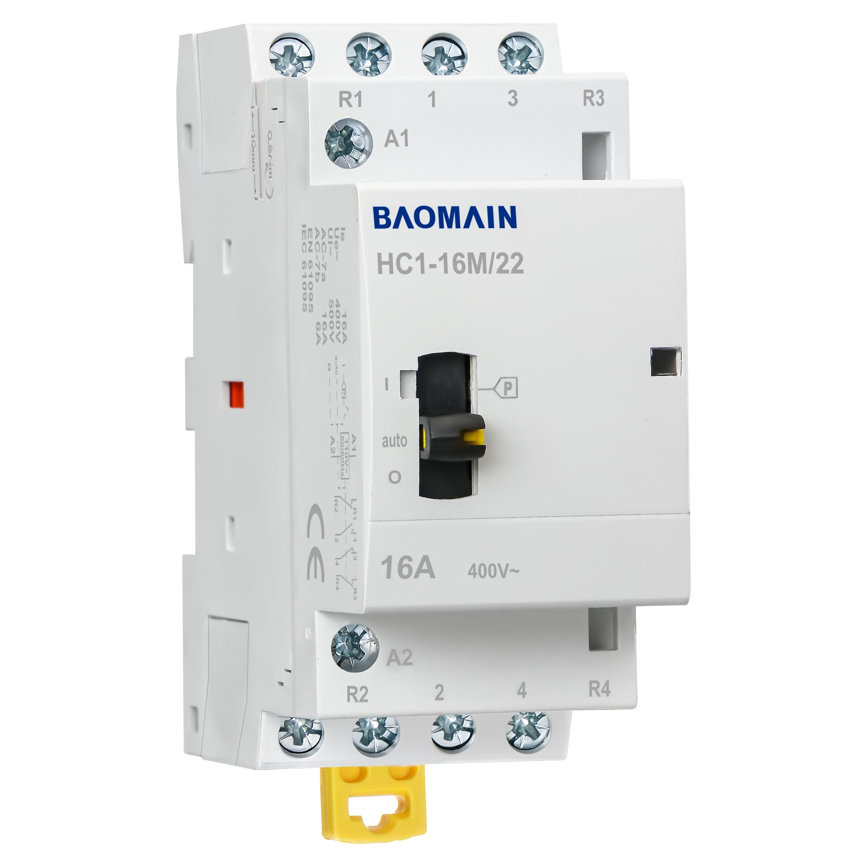 Baomain Manueller Haushalts-Wechselstromschütz HC1-16M 24 V/110 V/220 VAC 16 A 4-polig 50/60 Hz Modularer Schütz Schaltkreissteuerung 35 mm DIN-Schiene