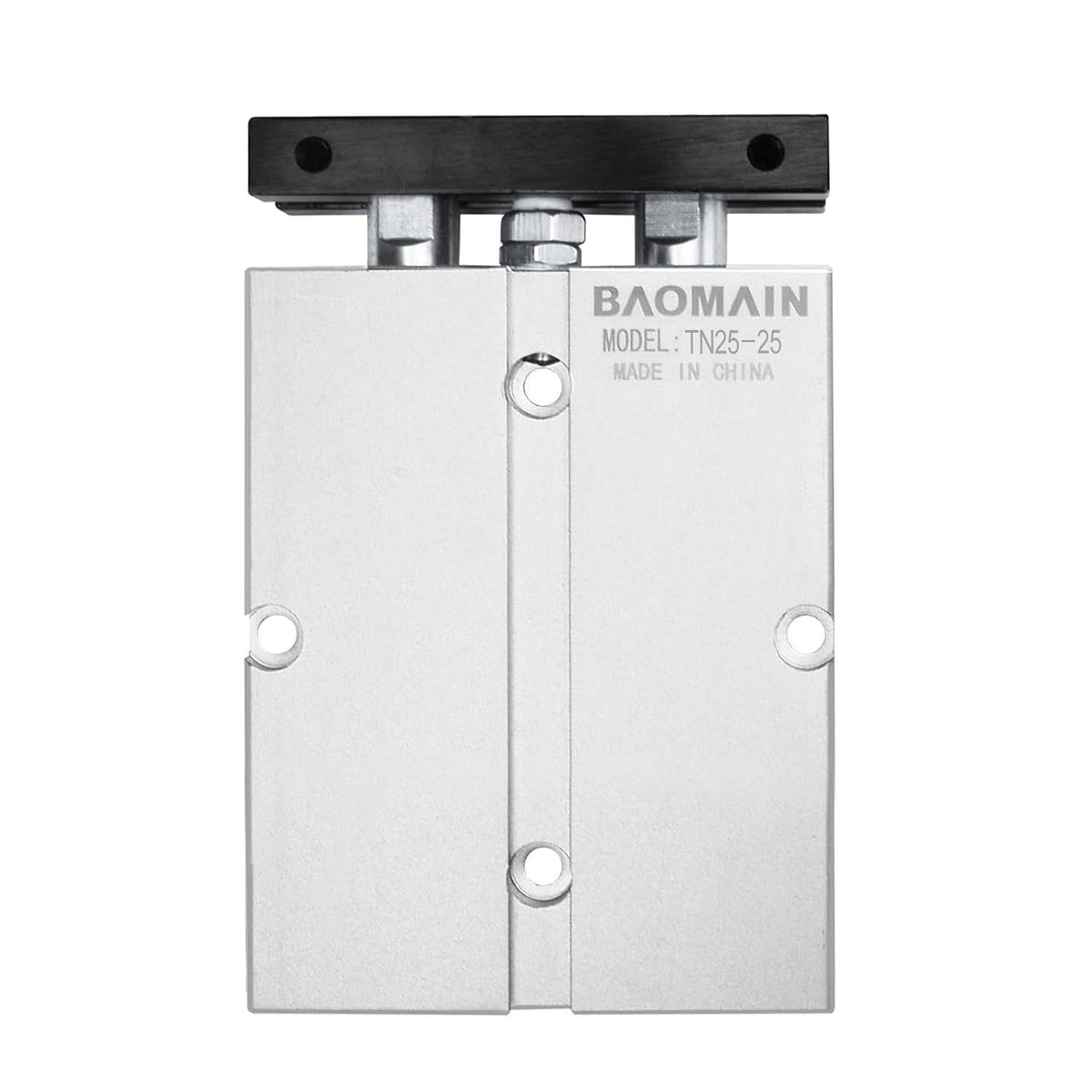 BAOMAIN Pneumatischer Luftzylinder TN25-25 25mm (1") Bohrung, 25mm (1") Hub Doppelstange Doppeltwirkend Aluminium mit 4 Armaturen