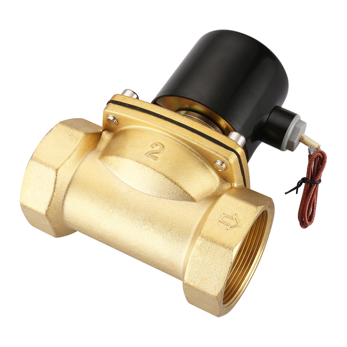 Baomain Pneumatic Brass Electric Solenoid Valve 2W-500-50 2 Inch DC12V/24V AC110V/220V Normally Closed Water, Air - BAOMAIN