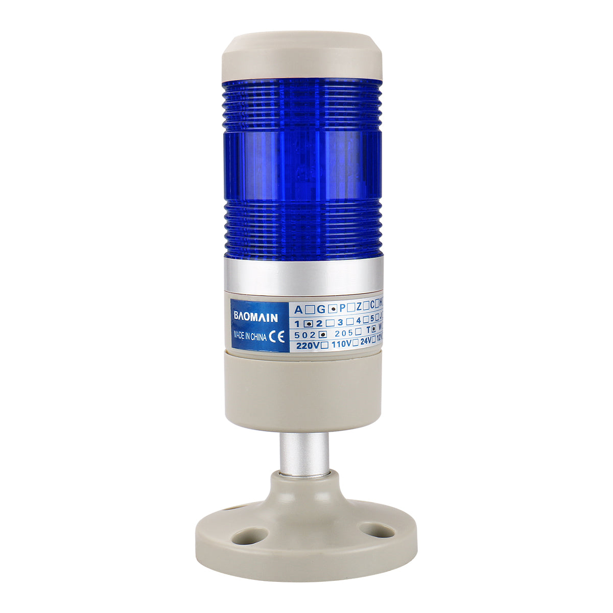 Industrial Signal Light Column LED Alarm Round Tower Light Indicator Continuous Light Warning Light Blue LGP-502T - BAOMAIN