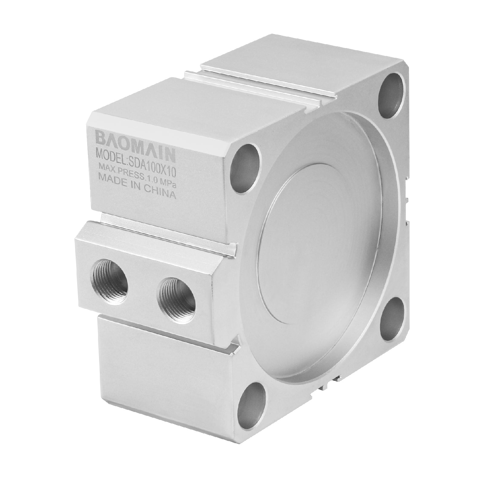 Baomain Compact Thin Pneumatic Air Cylinder SDA-100 Series 100mm Bore Double Action PT3/8 Port - BAOMAIN