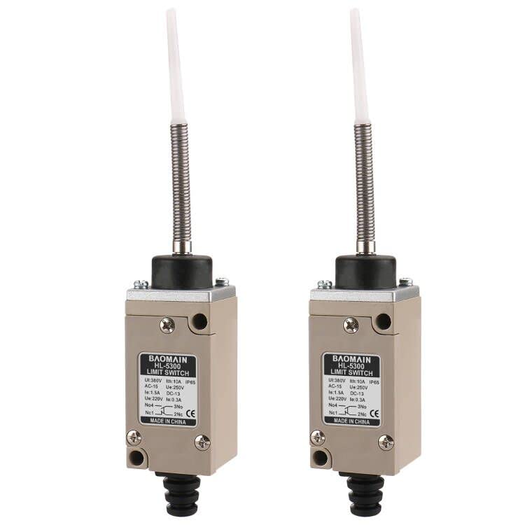 Baomain HL-5300 (TZ-1166) Flexibler Endschalter mit Schraubenfederstößel, 1 Öffner + 1 Schließer, 380 V, 10 A, IP65