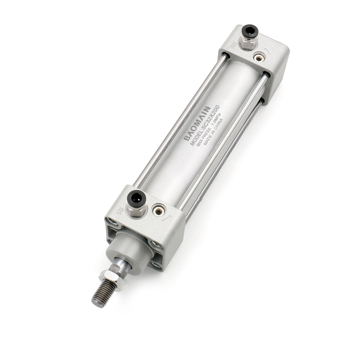 Baomain Pneumatischer Luftzylinder SC 32-200, 32 mm Bohrung, 200 mm Hub, verschraubte Kolbenstange, doppeltwirkend
