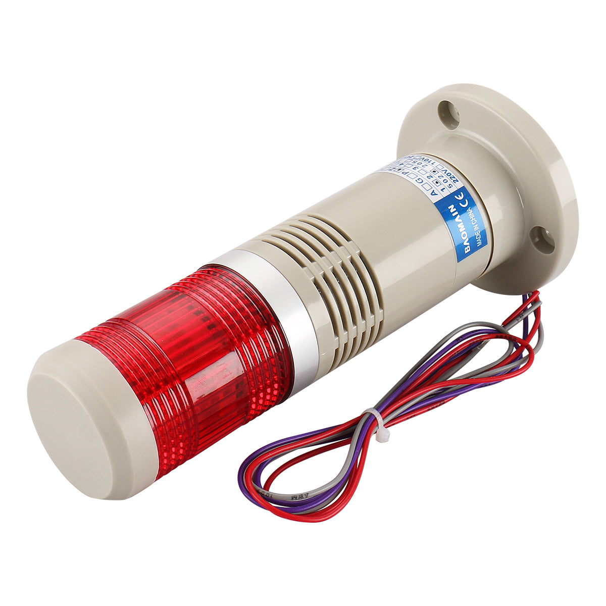 Baomain 12V/24V/110V/220V Alarm Warning Industrial Buzzer Continuous Red LED Signal Tower Light LTP-502TJ