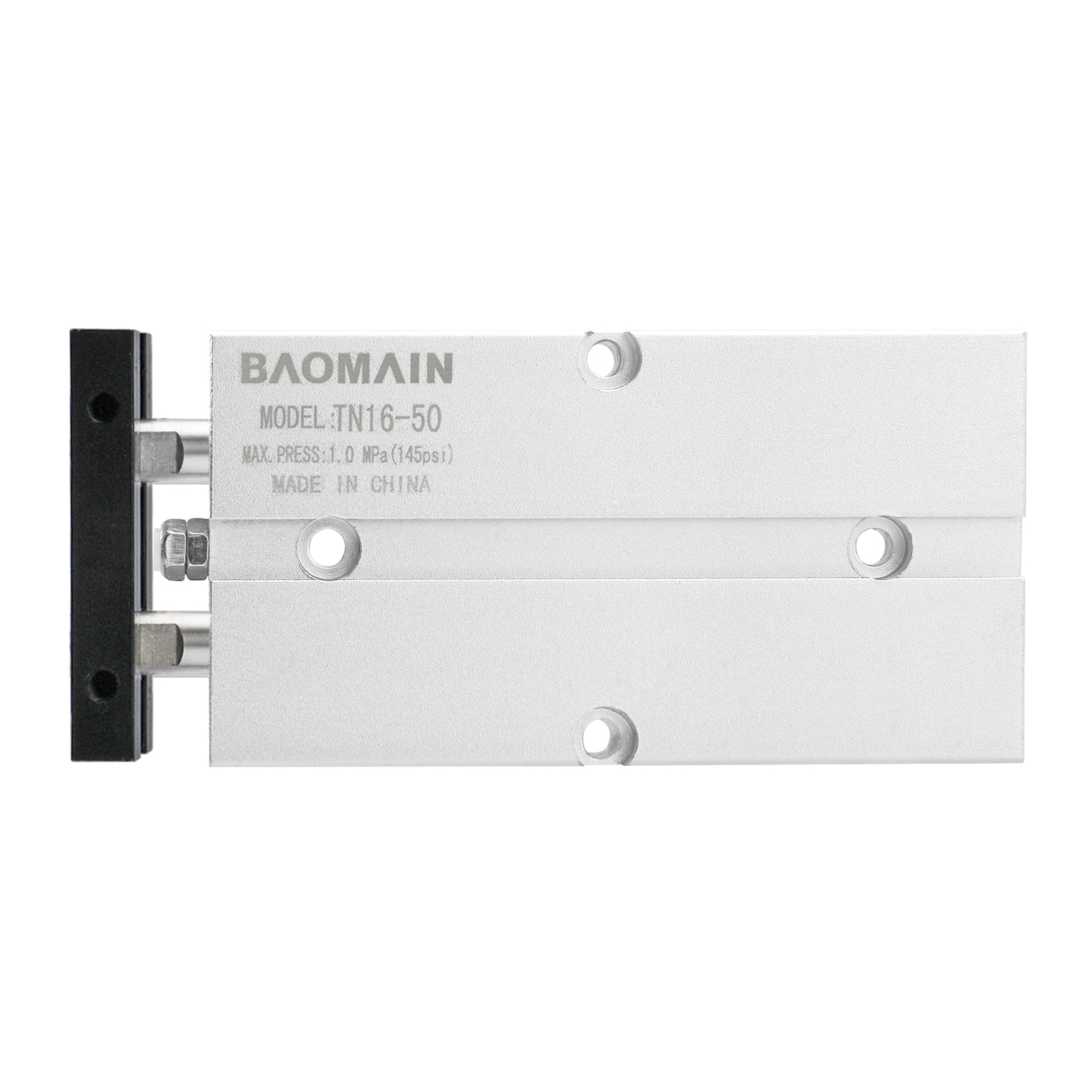 BAOMAIN Pneumatischer Luftzylinder TN16-50 16mm (2/3") Bohrung, 50mm (2") Hub Doppelstange Doppeltwirkend Aluminium mit 4 Armaturen