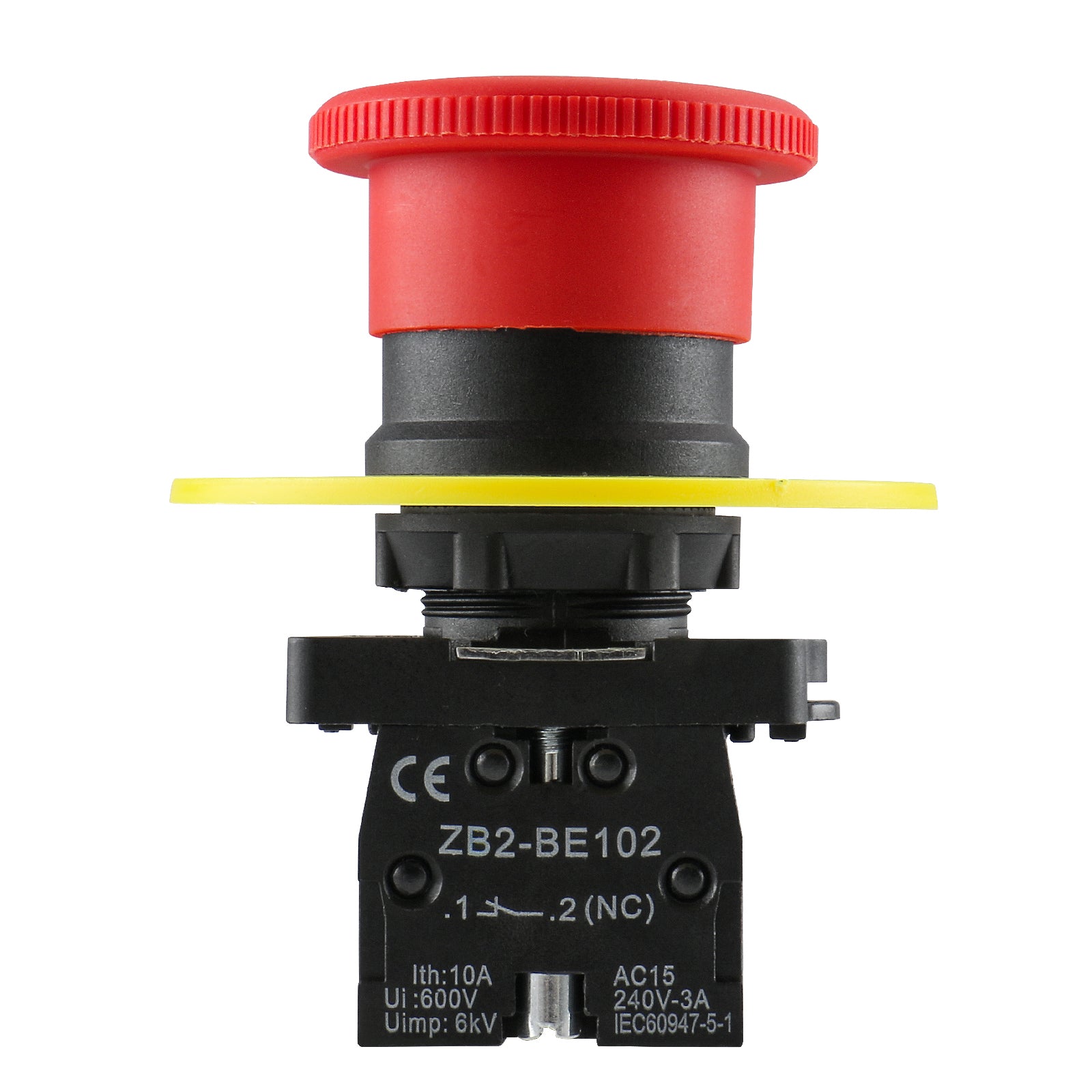 Baomain 22mm Push Button Switch, 2NC N/C Red Mushroom Emergency Stop, 600V 10A, ZB2-BE102