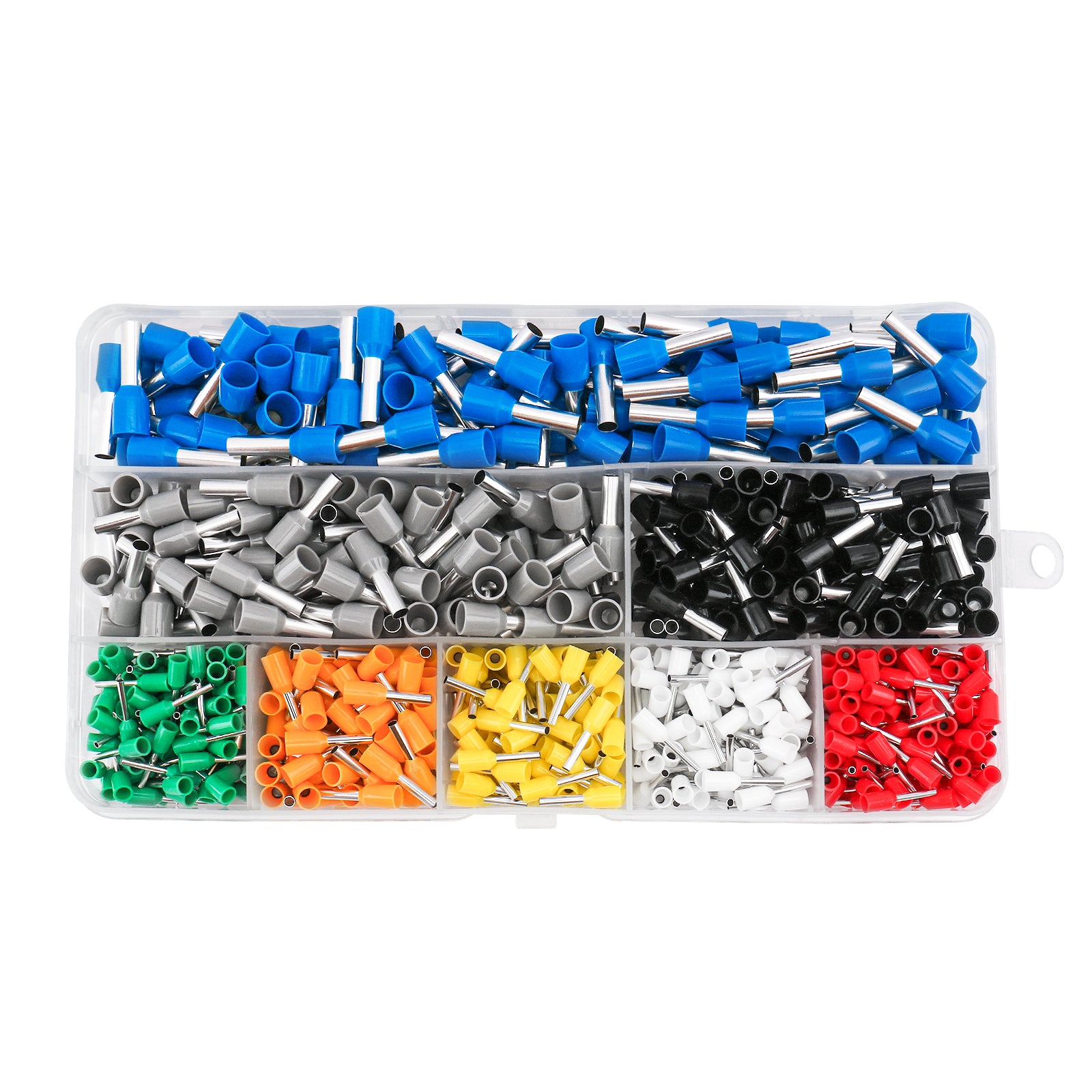 Baomain 800-teiliges Draht-Kupfer-Crimp-Verbinder-Set AWG 22/20/18/16/14/12/10, verschiedene isolierte Aderendhülsen, Stiftkabel-Endklemmen-Set, Blau, Grau, Schwarz, Grün, Orange, Gelb, Weiß, Rot