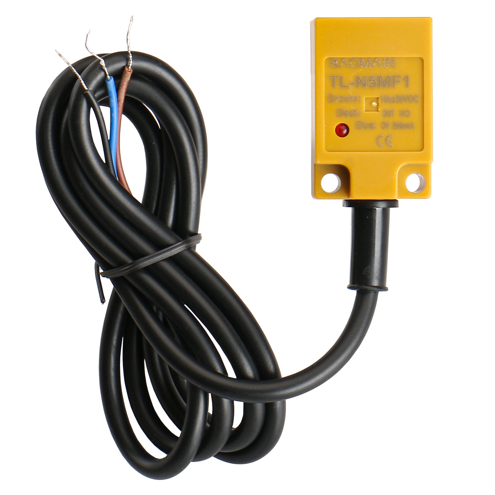 Baomain Induktiver Näherungsschaltersensor TL-N5MF1 PNP NO DC 12-24 V 50 mA, 5 mm Erfassungsabstand 3-adrig