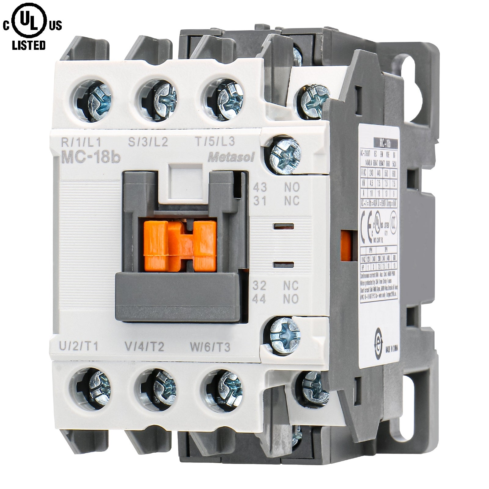 Baomain Magnetic AC Contactor MC-18b MEC 110VAC 18A 50/60Hz 1a1b DIN Rail UL - BAOMAIN