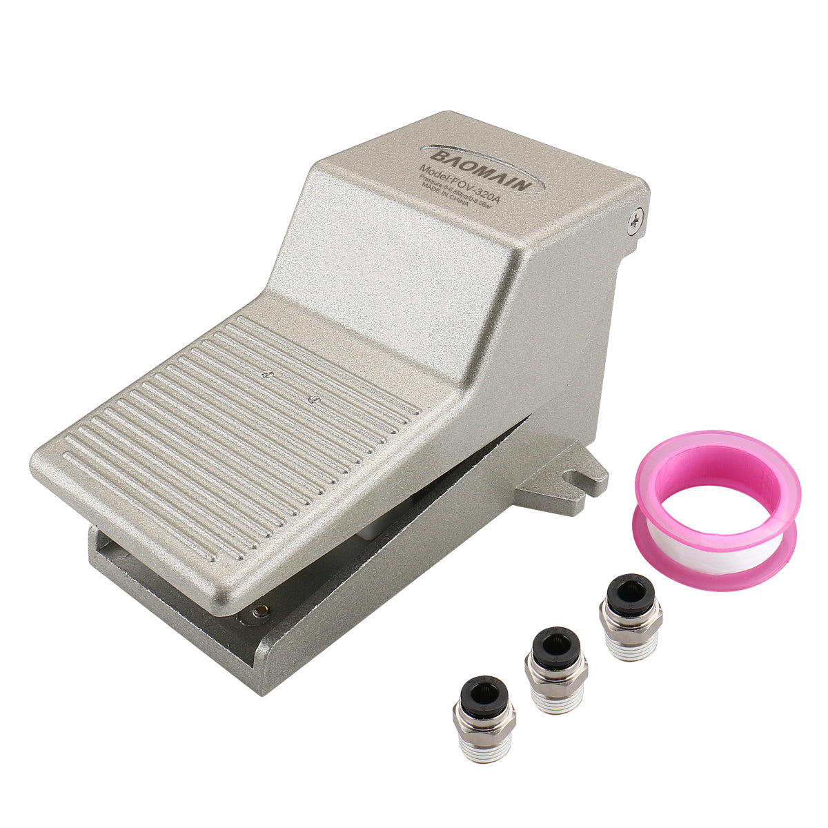 Pneumatic Foot Operated Pedal Valve FOV-320A Latching 5/2 Way PT 1/4" with fittings - BAOMAIN