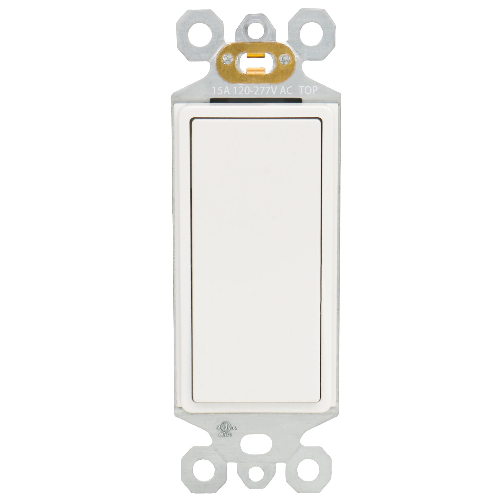 Baomain Rocker Decorator Light Switch,120/277V 15Amp,Single Pole,Self-grounding Electrical Light Switches,On/Off Wall Switch,UL Listed White