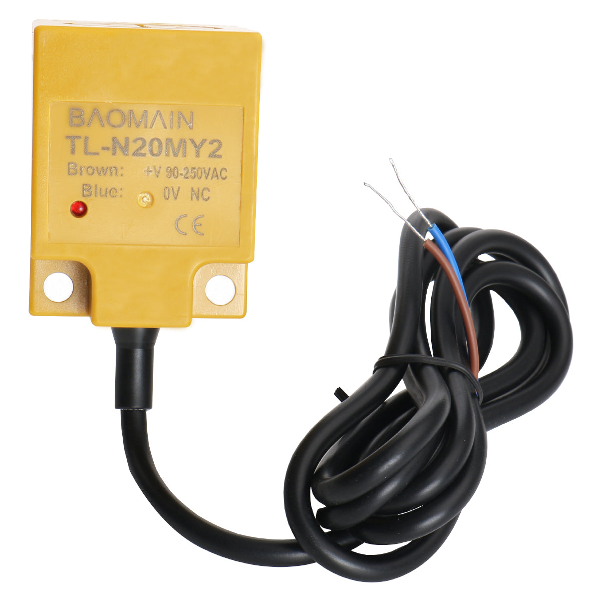 Baomain Quadratischer induktiver Näherungssensorschalter TL-N20MY2 NC 90-250 VAC, 20 mm Erfassungsabstand 2-adrig