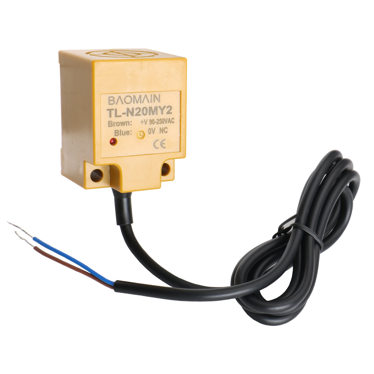 Baomain Quadratischer induktiver Näherungssensorschalter TL-N20MY2 NC 90-250 VAC, 20 mm Erfassungsabstand 2-adrig
