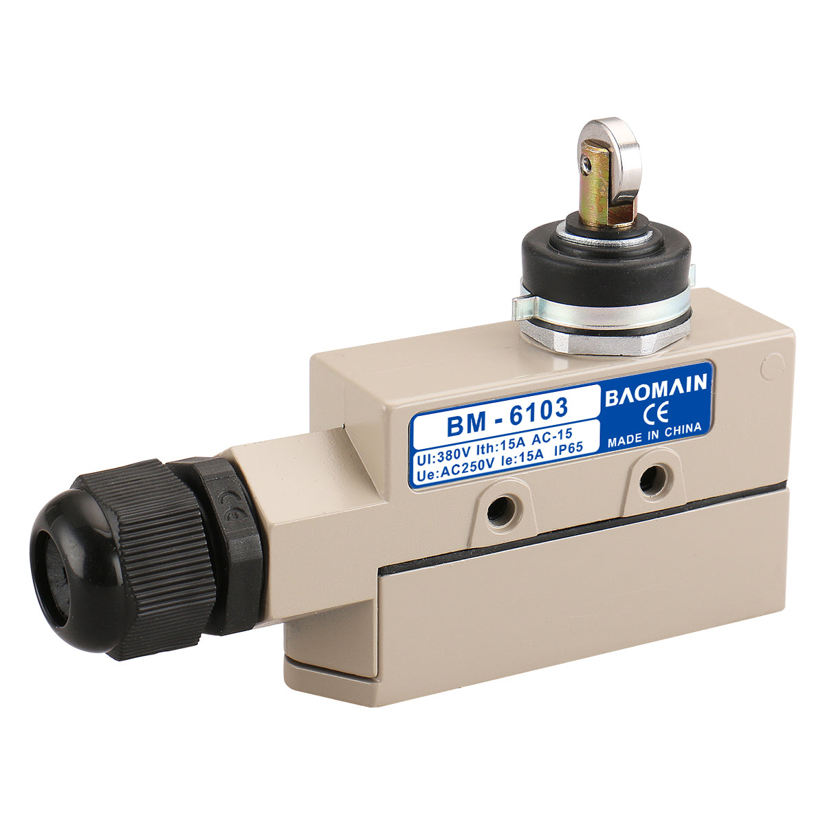 Bewegen Sie den Mauszeiger über das Bild, um es zu vergrößern. Baomain TZ-6 Versiegelter Endschalter BM-6103 (TZ-6103) Kreuzrollenstößel SPDT Momentan AC 250 V 15 A IP65