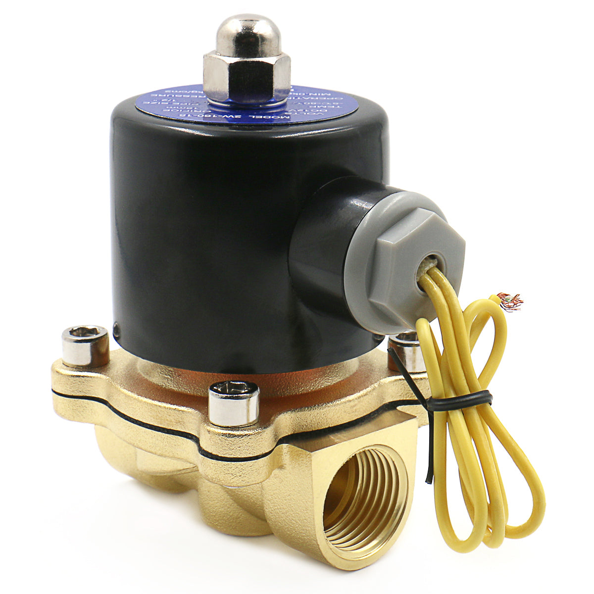 Baomain 1/2 Zoll Messing Elektrisches Magnetventil 2W-160-15 DC12V/DC24V/AC 110V/AC 220V Wasser Luft Normalerweise geschlossenes Ventil