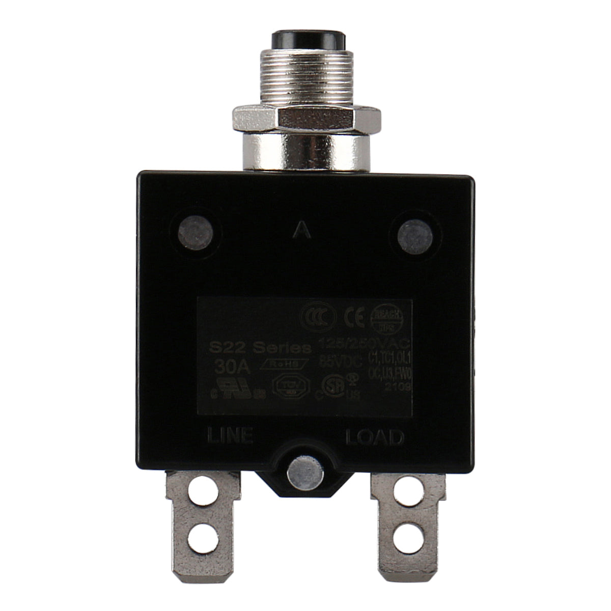 Baomain 100 STÜCKE Leistungsschalter Thermischer Überlastschalter Schutz W66-30A 125/250VAC/50VDC Druckknopf Reset S22 30A