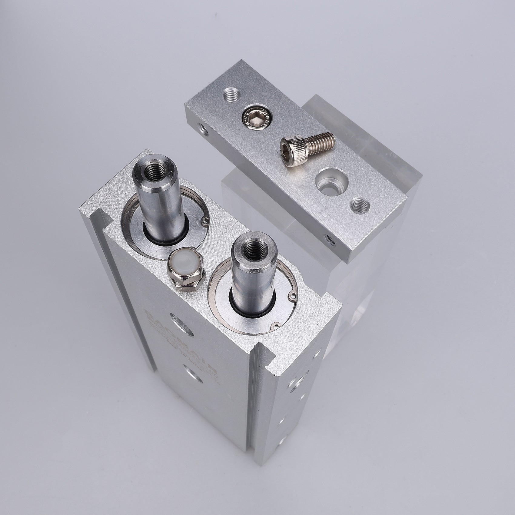 Baomain Compact Aluminum Air Cylinder CXSM 25-100,Customized Threaded Rods,Plate Double Rod Guided Pneumatic Slide Bearing Cushioned