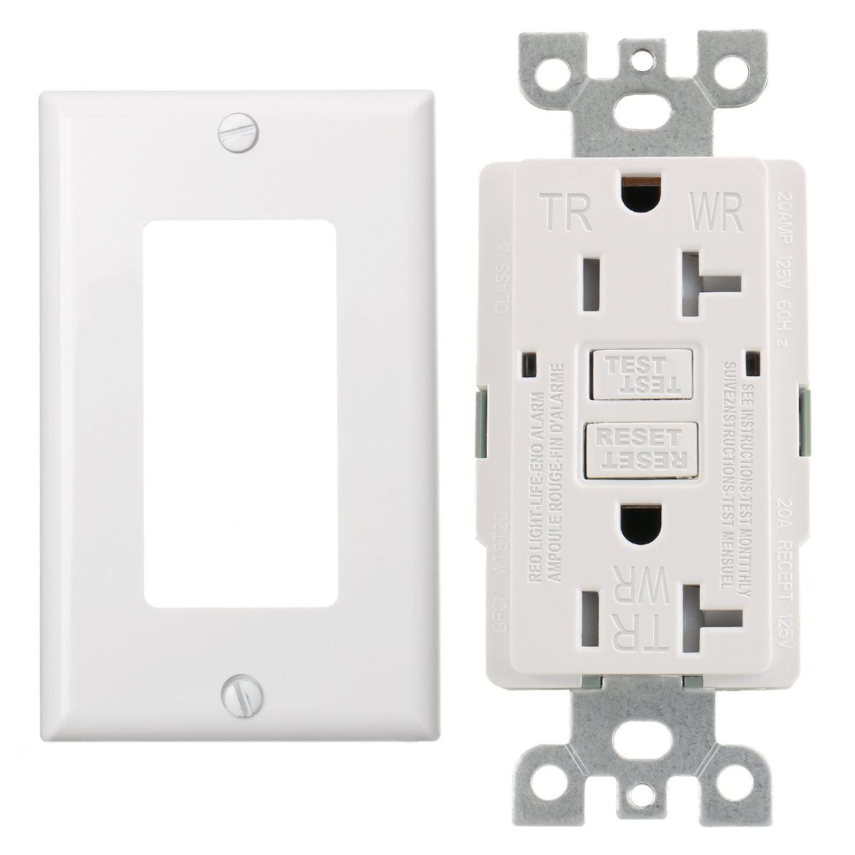 BAOMAIN GFCI Outlet Receptacle 20Amp 120VAC 60Hz Weather-Resistant and Tamper-Resistant, Ground Fault Circuit Interruptor, GFI UL&CUL listed White - BAOMAIN