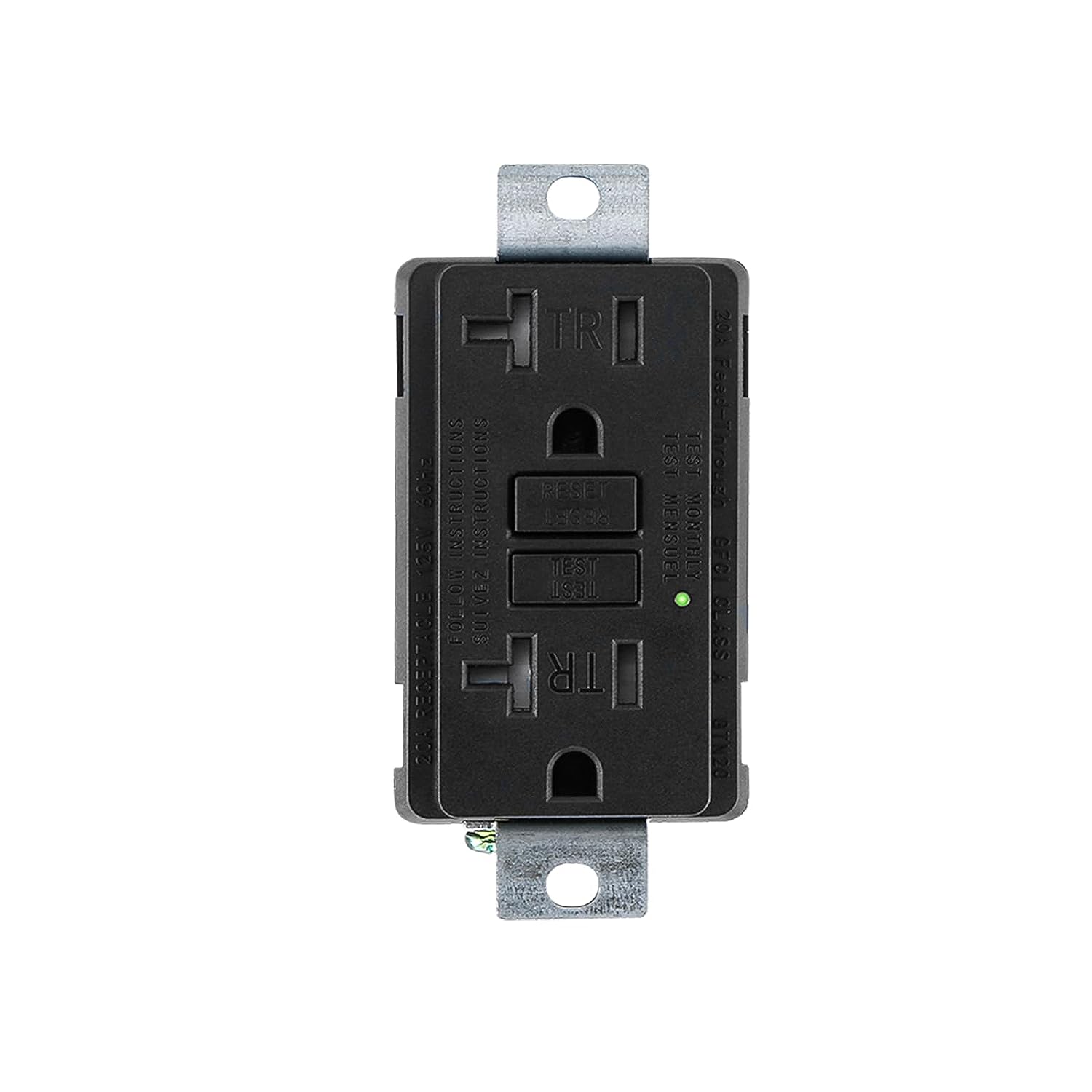 BAOMAIN Generator-GFCI-Steckdose, AC 125 V, 20 A, 60 Hz, entspricht UL2018, Selbsttest in Industriequalität für Industriegeneratoren und andere Maschinen, schwarz