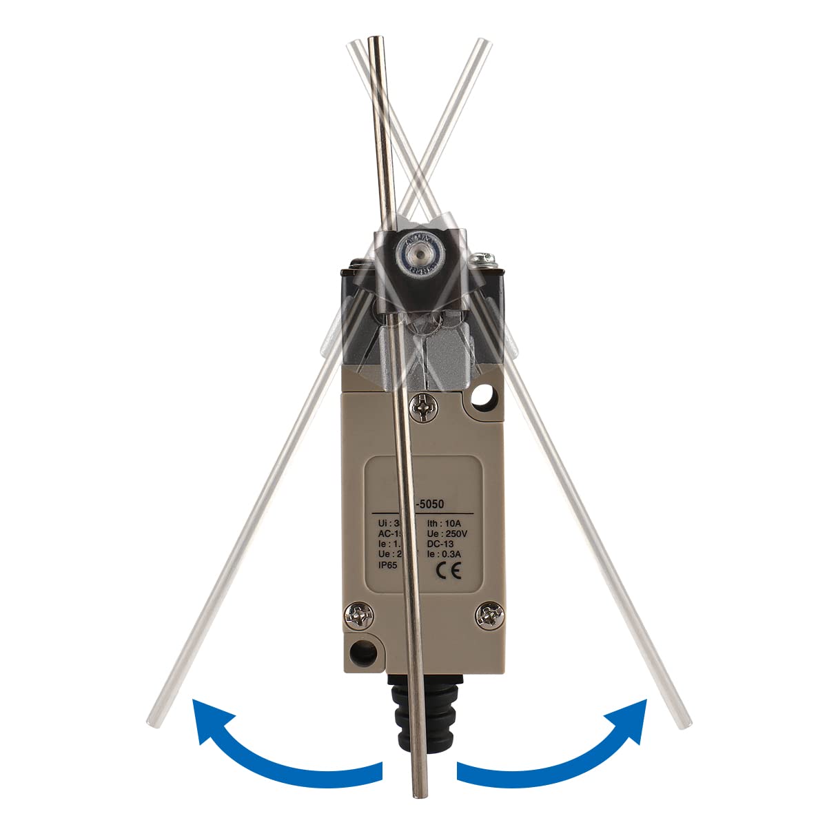 Baomain HL-5050 (TZ-1107) Momentaner Endschalter mit verstellbarem Stangenhebel, 1 Öffner + 1 Schließer, 380 V, 10 A, IP65