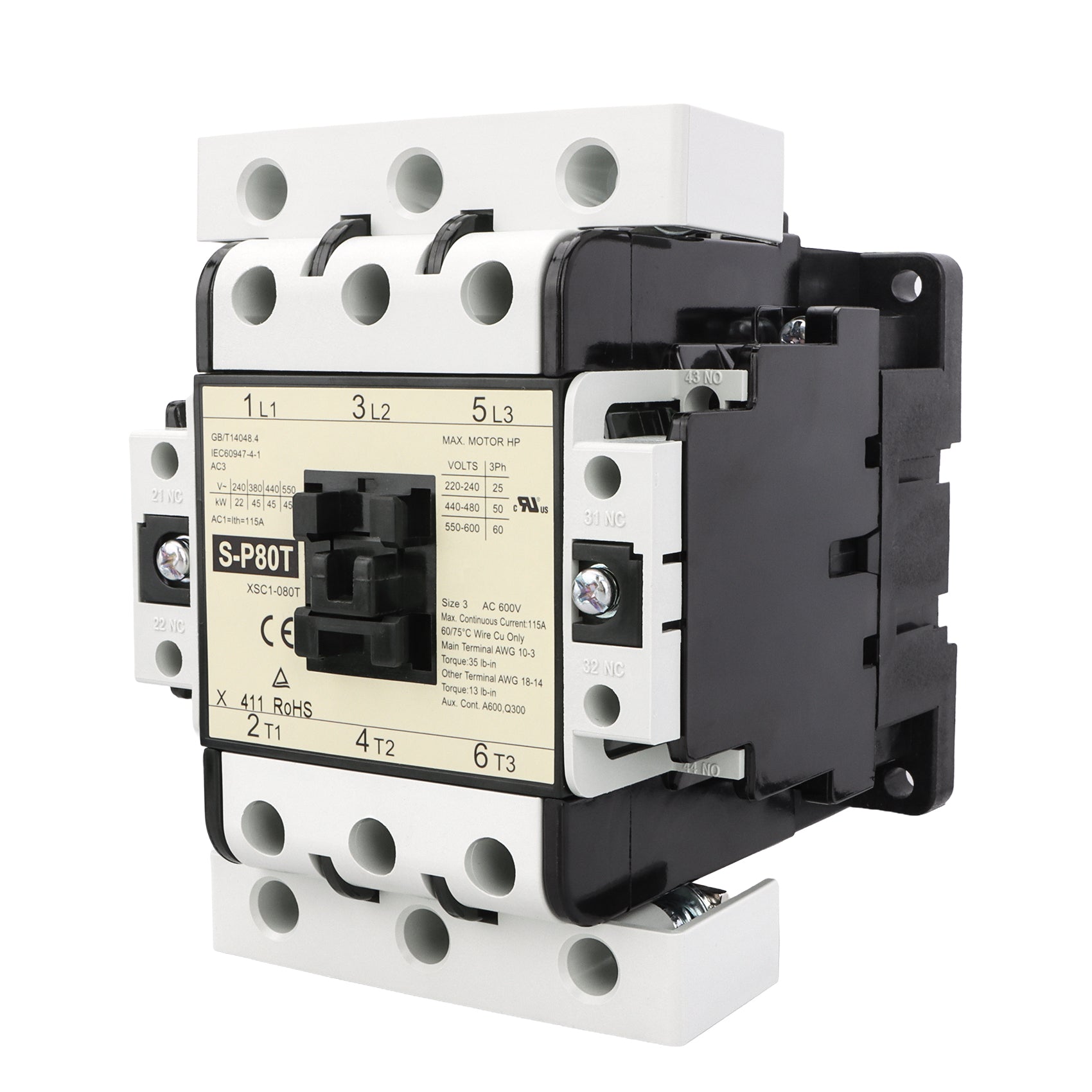 Baomain AC Magnetic Contactor S-P80T Coil 200V-220VAC 50-60Hz,  UL RoHs CE TÜV