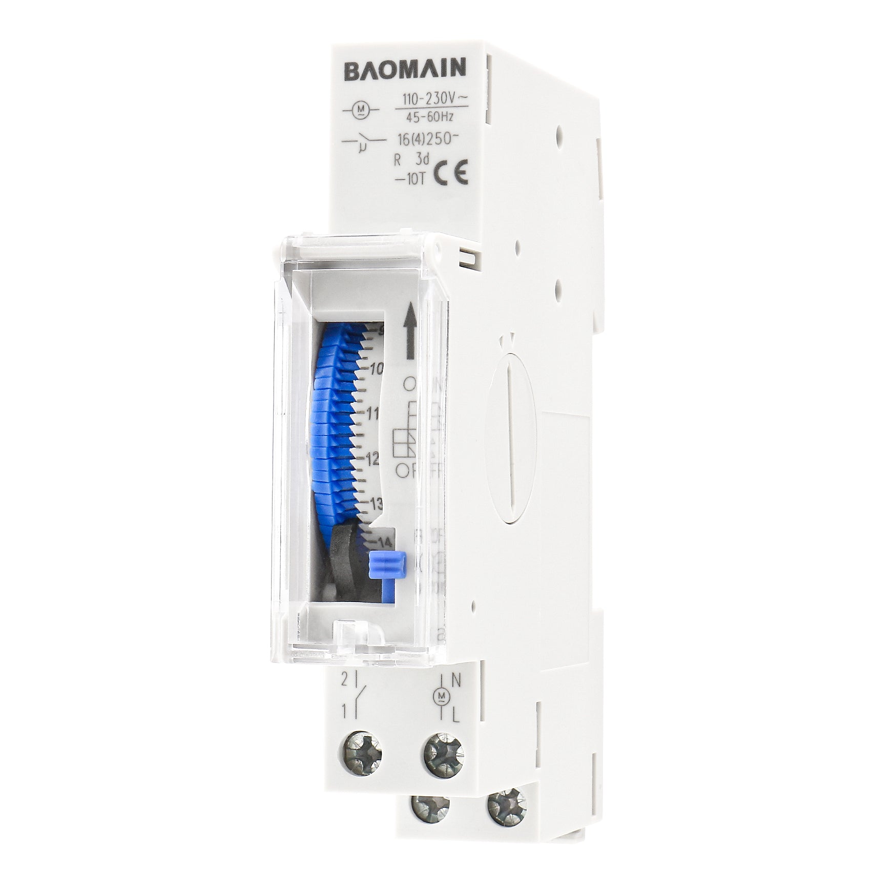 Baomain Tageszeitschaltuhr, SUL180a, 16 A 250 VAC, 24-Stunden-Programmierung, analoger Timer, quarzgesteuertes Zeitrelais