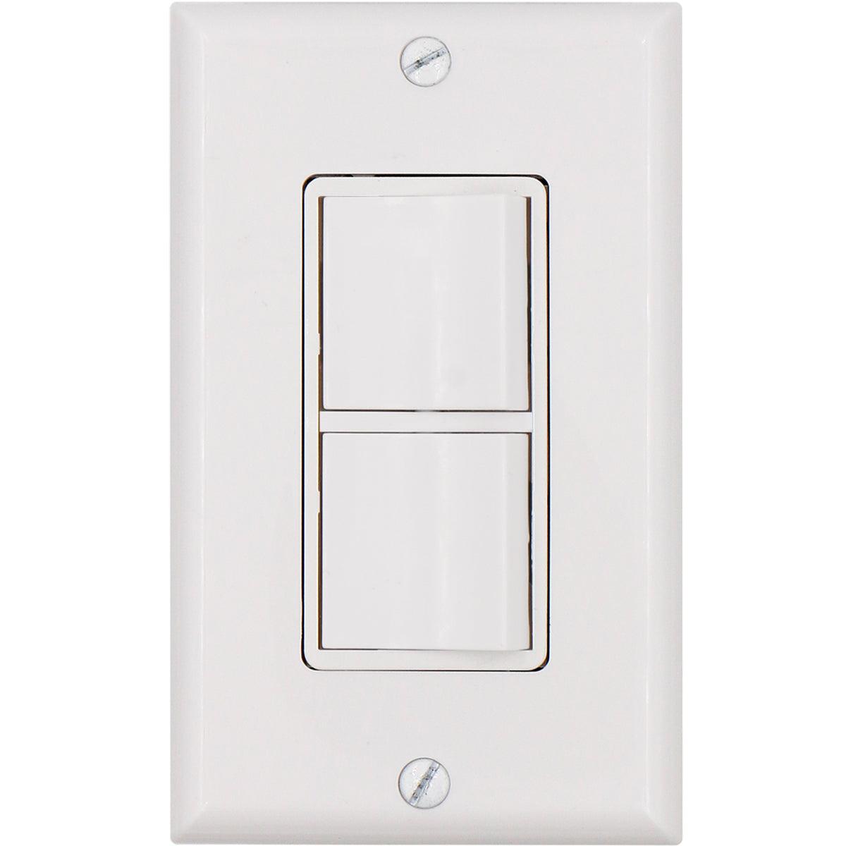 Baomain Duplex Dual Rocker switch 15 Amp, 120 Volt, Single-Pole AC Combination Switch, Commercial Grade, Grounding, White with Wall Cover Pack of 10 - BAOMAIN