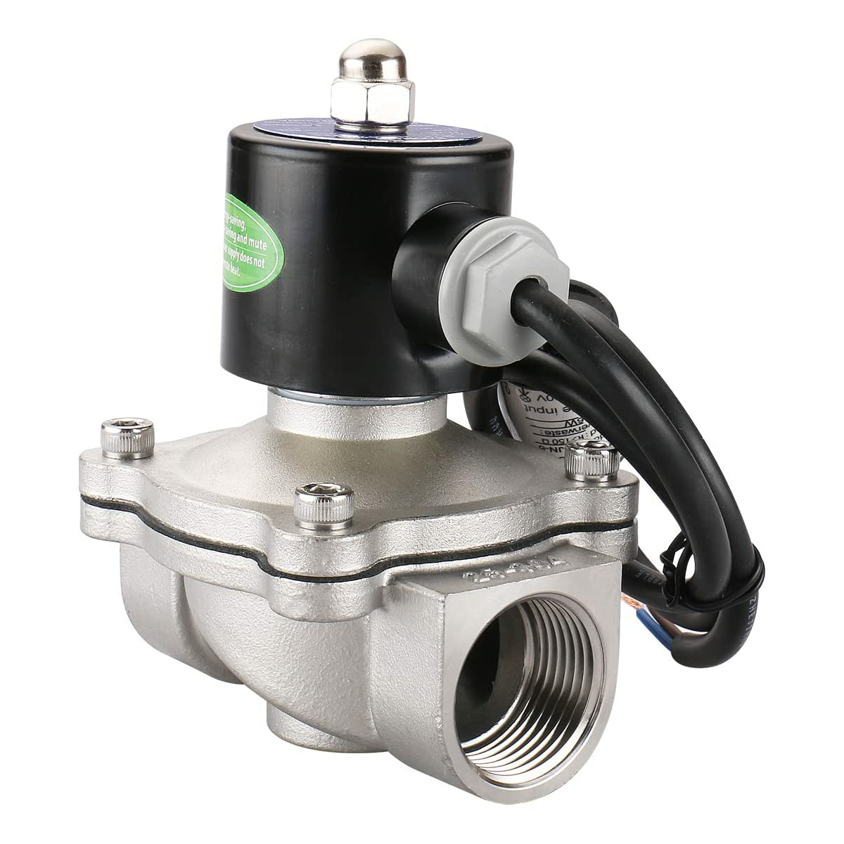 Baomain Elektrisches Magnetventil 1 Zoll DC12V/DC24V/AC110V/AC220V Wasser Luft Brennstoffe NC Ventil Stahl Edelstahl 304 Energiesparend 2W-250-25BJ