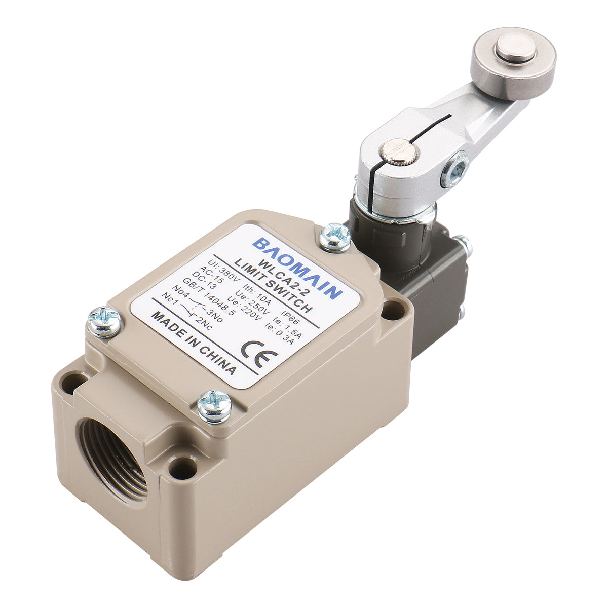 Baomain Endschalter WLCA2-2 (TZ-5104) AC 250 V 2 A DC 2 A 48 V SPDT Schaltkreissteuerung Rollenhebel Metall