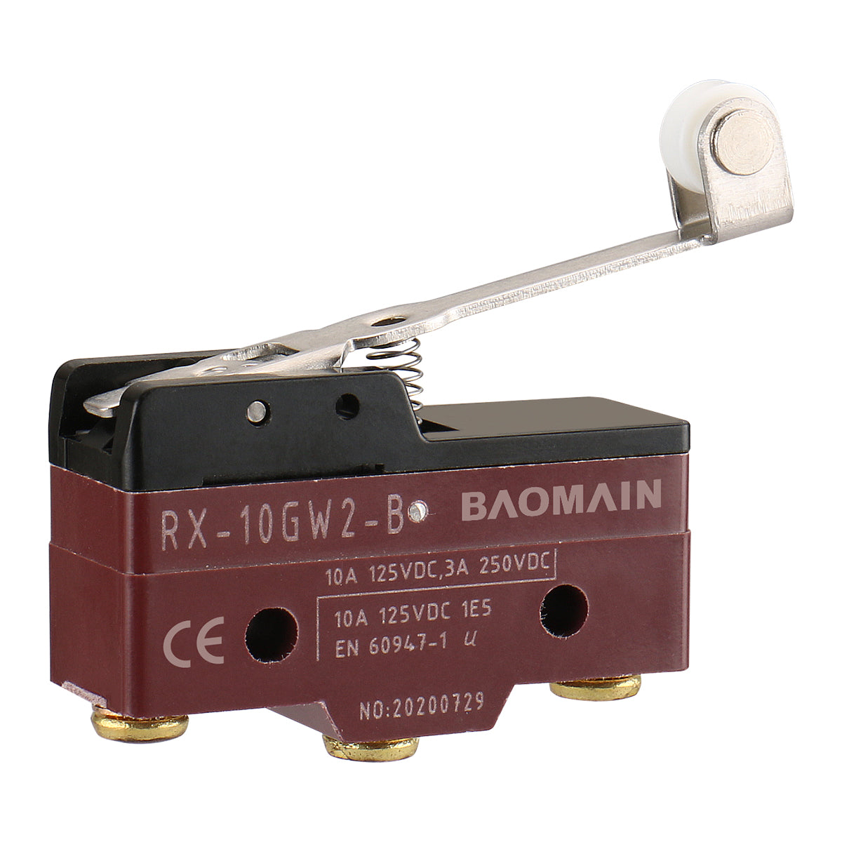 Baomain Rollenscharnierhebel-Mikroschalter RX-10GW2-B 10A 125 VDC, 3A 250 VDC