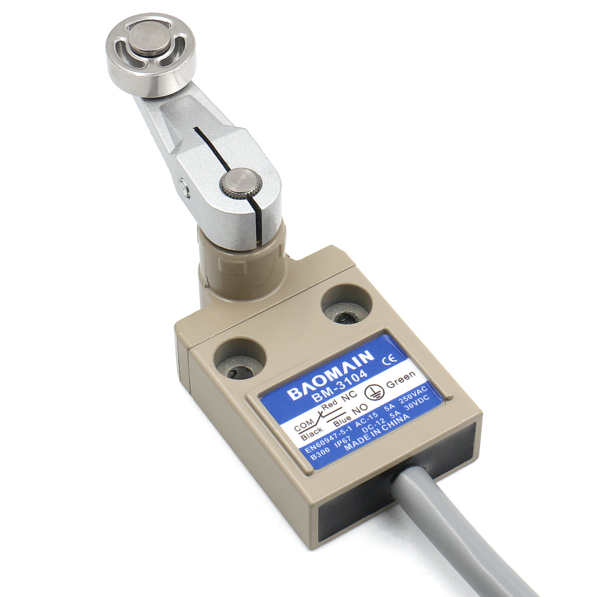 Baomain Limit Switch BM-3104(TZ-3104) Roller Lever Plunger Momentary SPDT NO+NC IP67 Waterproof - BAOMAIN
