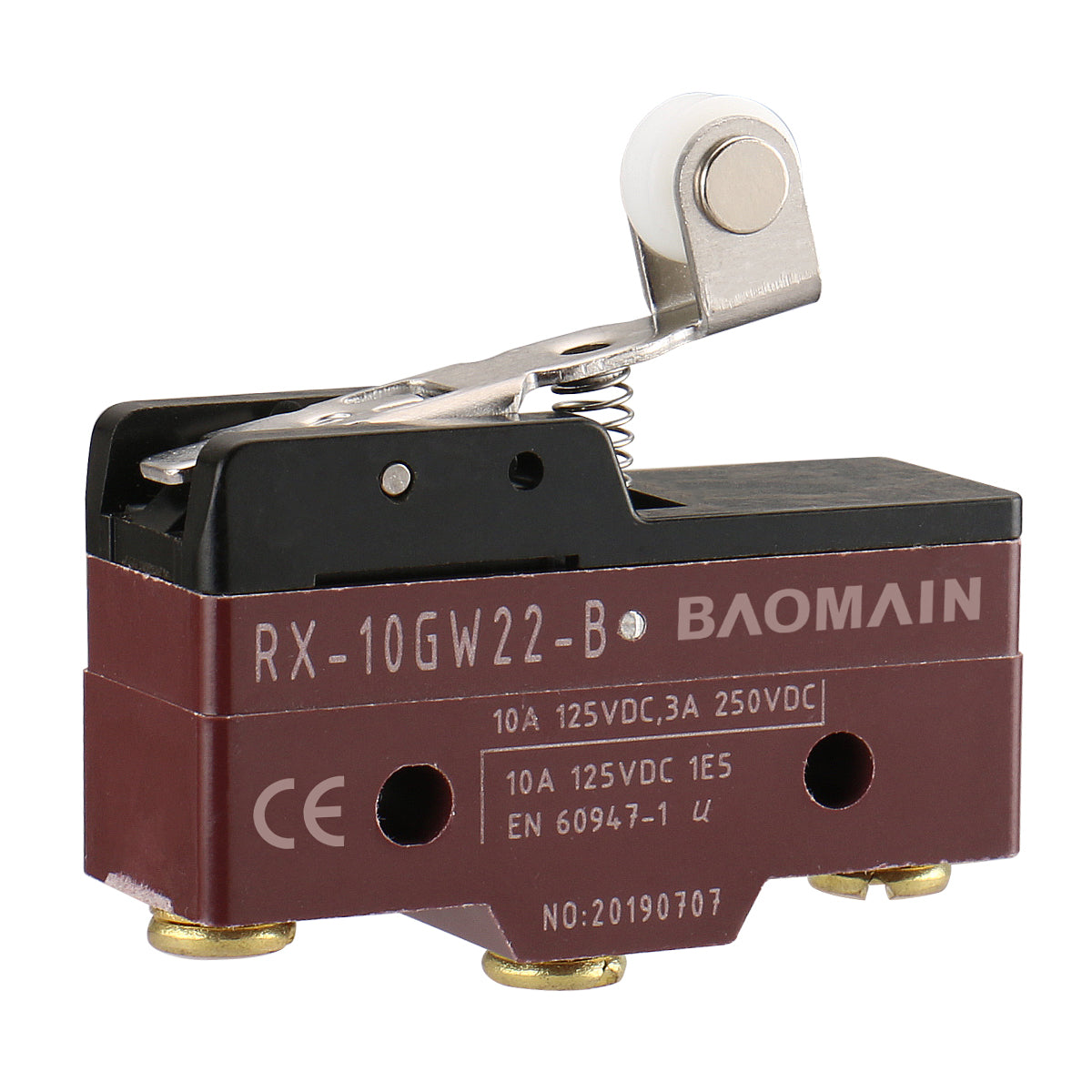 Baomain Rollenscharnierhebel-Mikroschalter RX-10GW22-B 10A 125 VDC, 3A 250 VDC