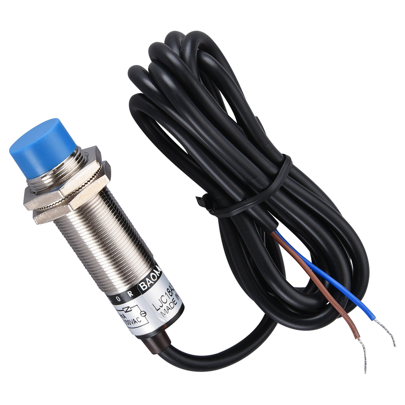 Baomain M18 Capacitance Proximity Sensor Switch LJC18A3-B-J/EZ NO AC 90-250V 400mA Detect 1-10 mm