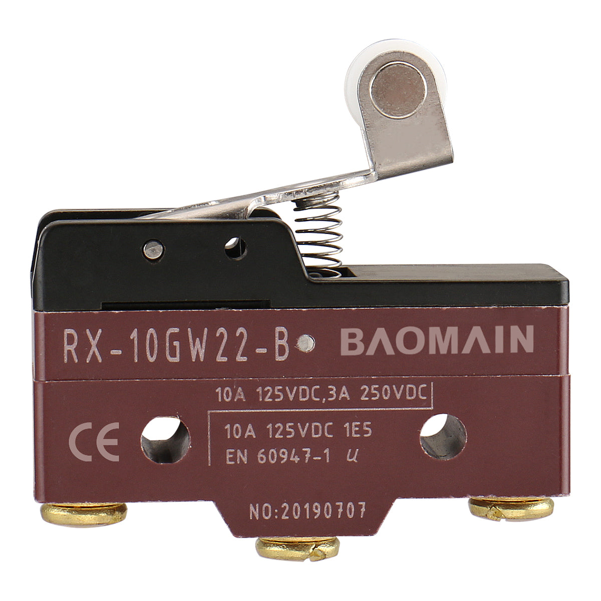 Baomain Rollenscharnierhebel-Mikroschalter RX-10GW22-B 10A 125 VDC, 3A 250 VDC