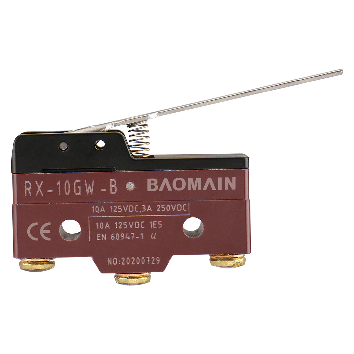 Baomain Rollenscharnierhebel-Mikroschalter RX-10GW-B 10A 125 VDC, 3A 250 VDC
