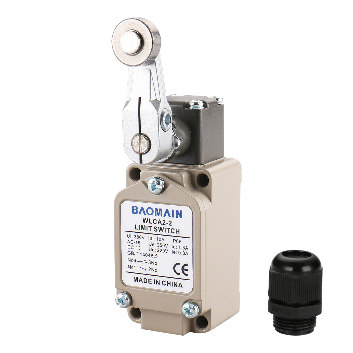 Baomain Endschalter WLCA2-2 (TZ-5104) AC 250 V 2 A DC 2 A 48 V SPDT Schaltkreissteuerung Rollenhebel Metall