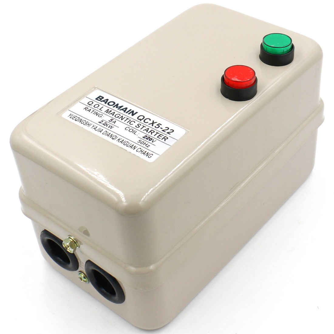 Baomain Magnetic Electric Motor Starter Control QCX5-22 AC 220V 3.2-5A 3HP 1.5 - 2.2KW 3 Phase