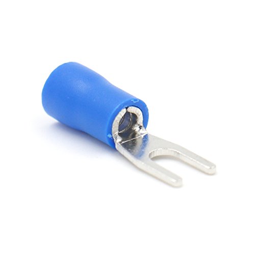 Baomain SV 2-3.5 Spade Terminal Vinyl Insulated - Single Crimp 1.5-2.5 qmm 16-14 Wire Size, 6 3.7mm Stud Size Blue 1000pcs