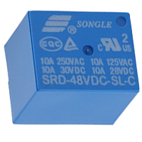 Baomain Mini PCB Power Relay SRD-48VDC-SL-C 24VDC SPST 10A 250VAC/28VDC 5 Pin 10 Pack