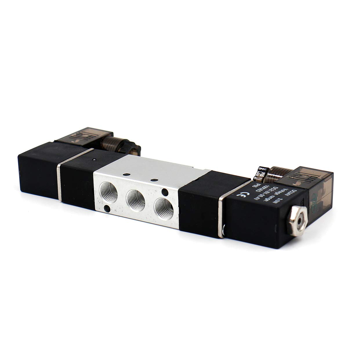 Baomain Pneumatisches Magnetluftventil 4V120-06 12 VDC/24 VDC/110 VAC/220 VAC 5-Wege-2-Positionen-PT 1/8 Zoll, intern vorgesteuerter Wirktyp, doppelte elektrische Steuerung