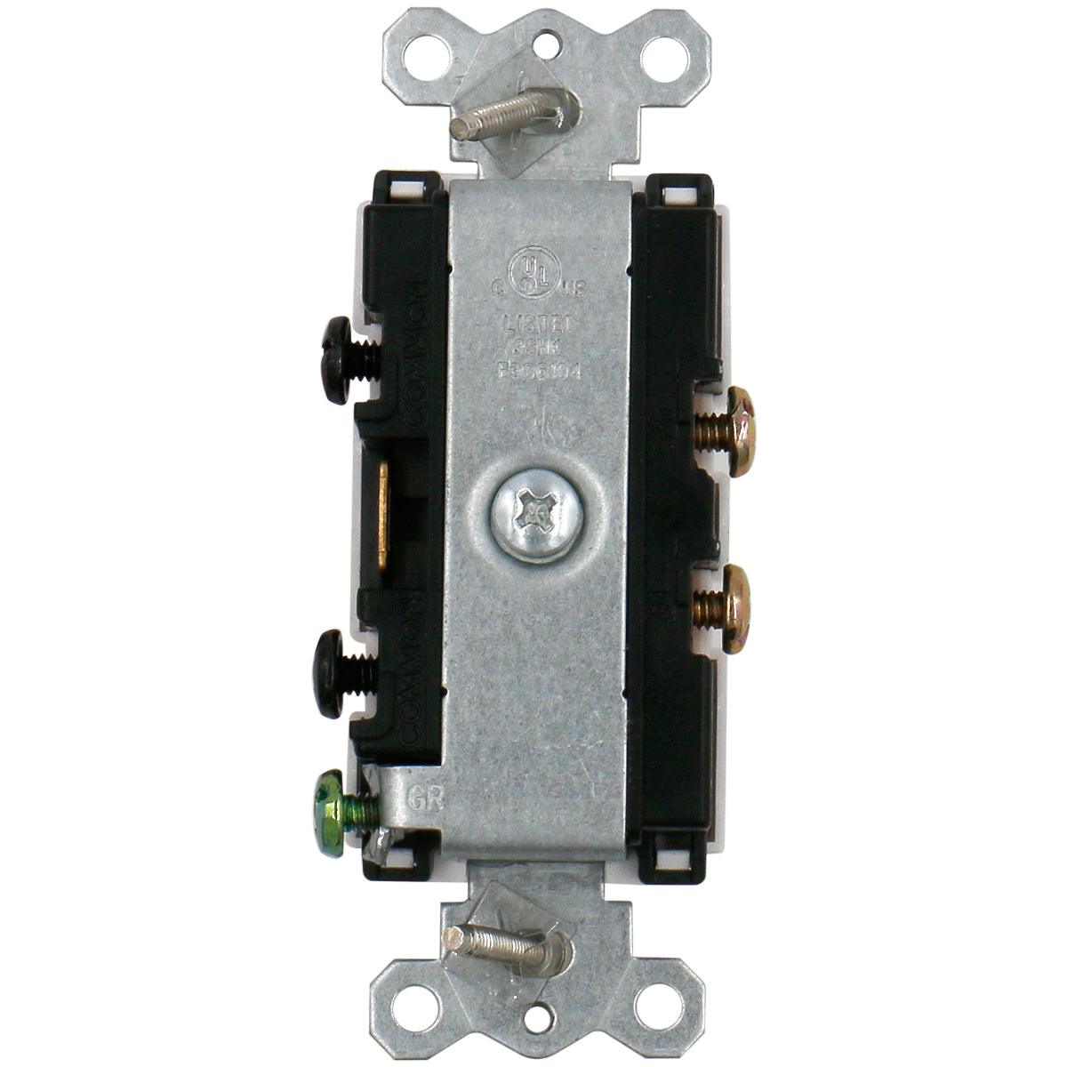 Duplex Rocker switch 15 Amp, 120 Volt, Single-Pole AC Combination Switch, Commercial Grade, Grounding, UL & CUL White - BAOMAIN