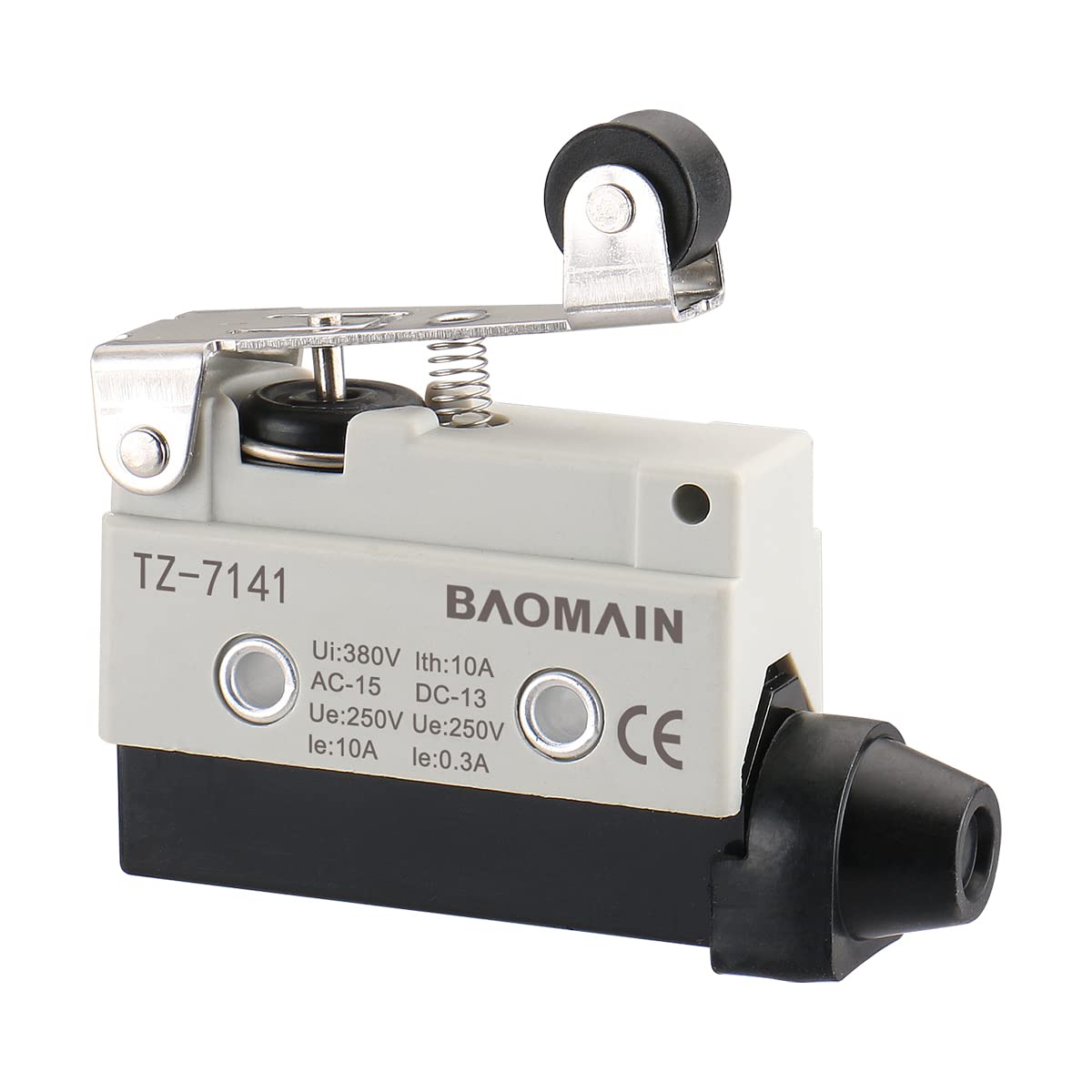 Baomain Endschalter, kurzes Scharnier, Rollenhebel, Momentantyp, SPDT 1NC+1NO, AC DC 380 V, 10 A, Mikroschalter TZ-7141