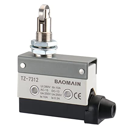 Baomain Endschalter für Plattenmontage, Kreuzrollenstößel, Momentantyp SPDT 1NC+1NO AC DC 380V 10A Mikroschalter TZ-7312