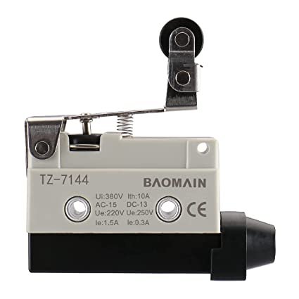 Baomain Endschalter Einweg-Aktion Kurzes Scharnier Rollenhebel Momentantyp SPDT 1NC+1NO AC DC 380V 10A Mikroschalter TZ-7144