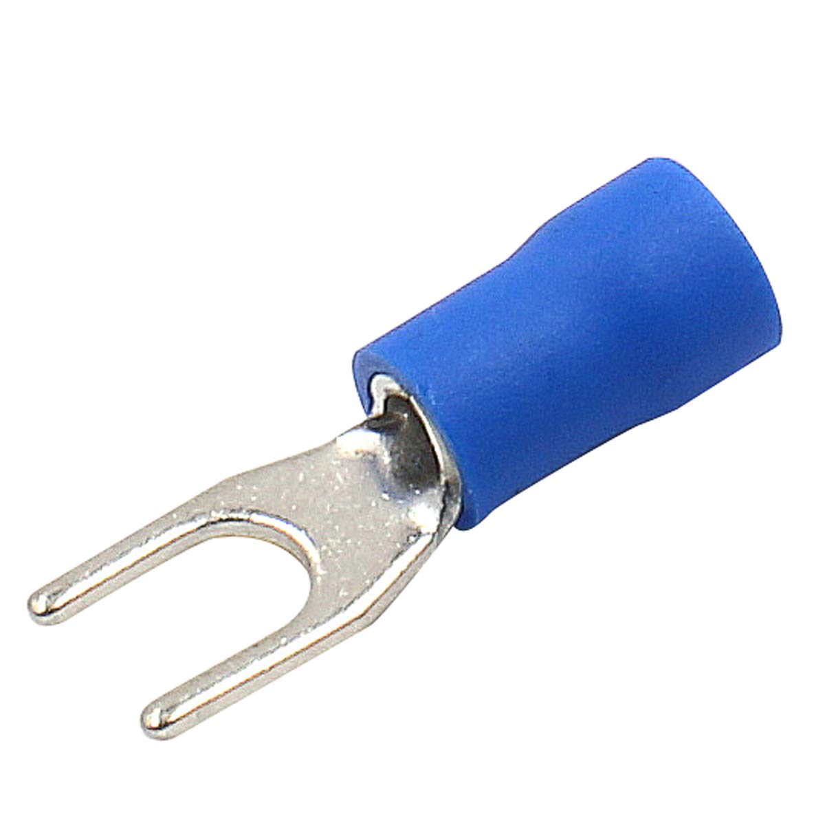 Baomain Spade Terminal Vinyl Insulated - Single Crimp SV 2-4 1.5-2.5mm 16-14 Wire Size, 8 4.3mm Stud Size Blue