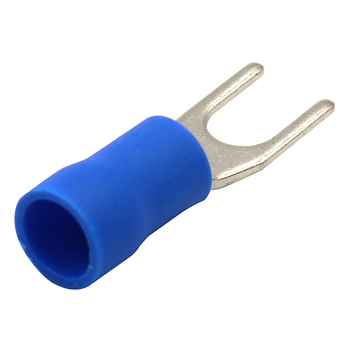 Baomain Spade Terminal Vinyl Insulated - Single Crimp SV 2-4 1.5-2.5mm 16-14 Wire Size, 8 4.3mm Stud Size Blue