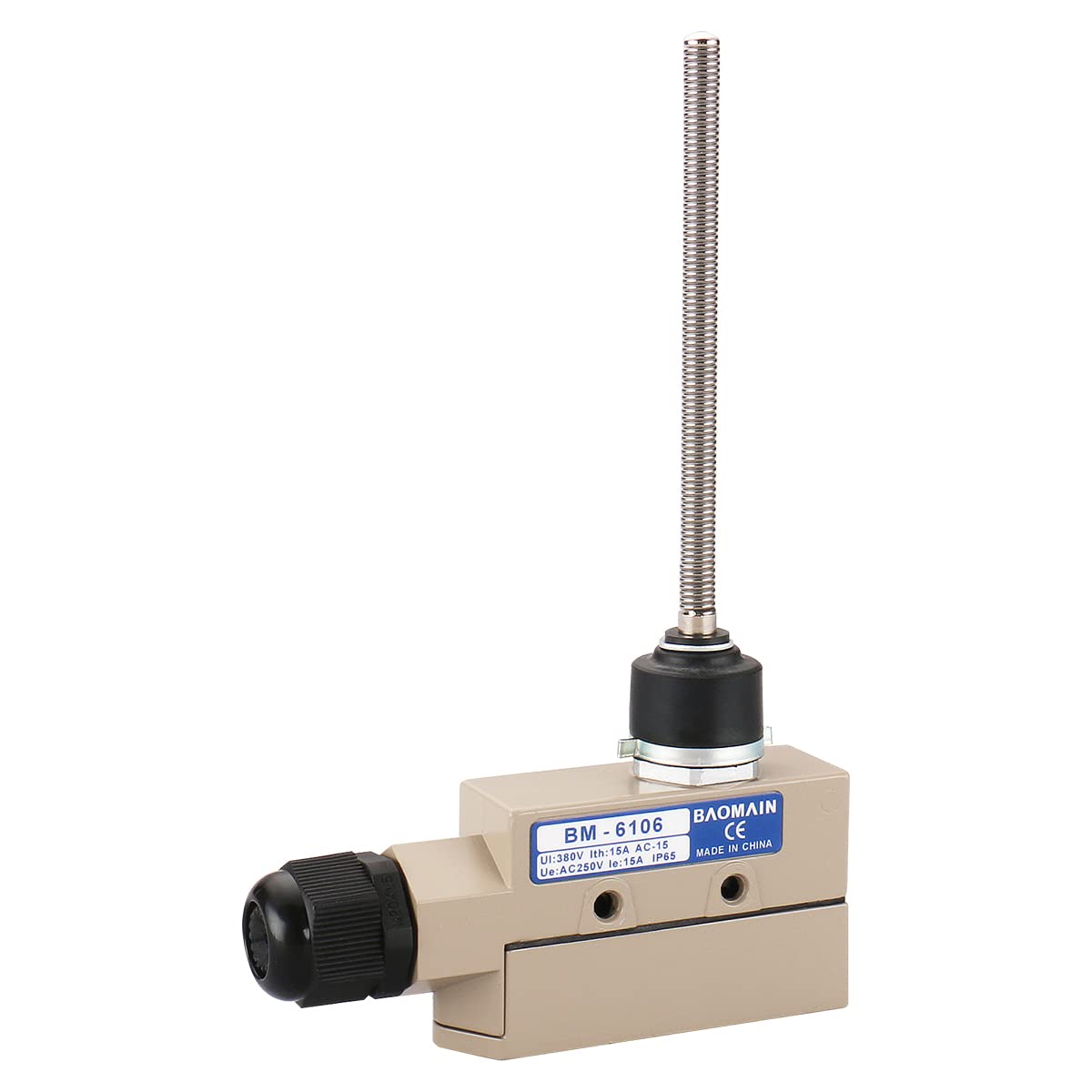 Baomain Flexibler Stangen-Endschalter BM-6106 (TZ-6106) Mehrdirektionale Bewegung mit M20-Kabelverschraubungen mit IP65 wasserdicht