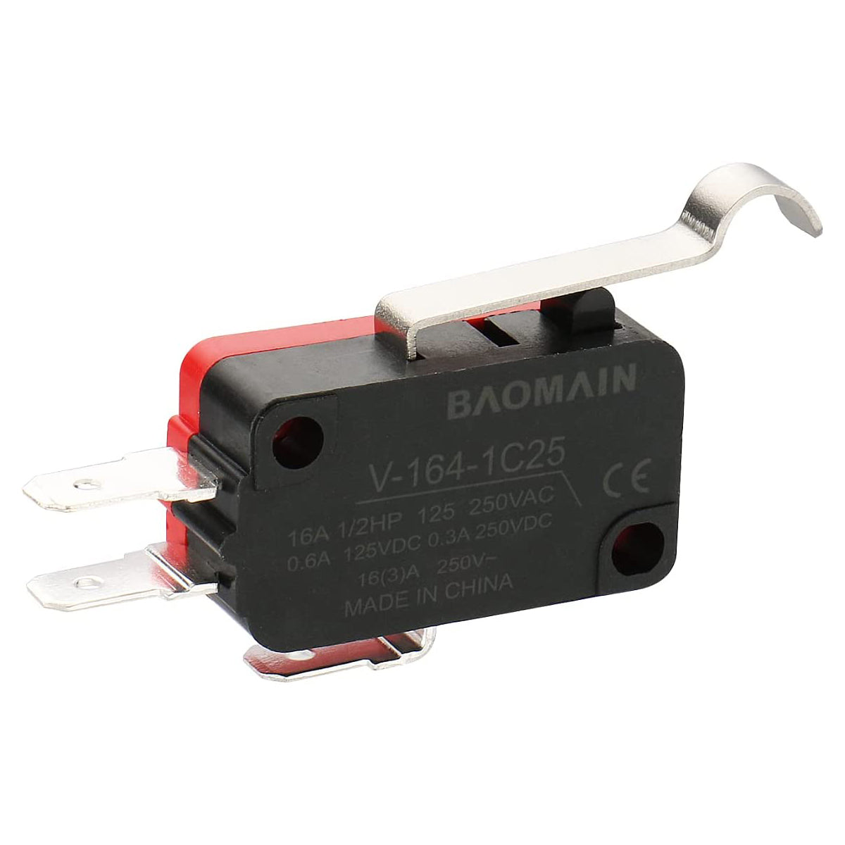 Baomain Mikroschalter V-164-1C25 SPDT Momentan R Hakenhebelarm Schnappschalter 5er Pack