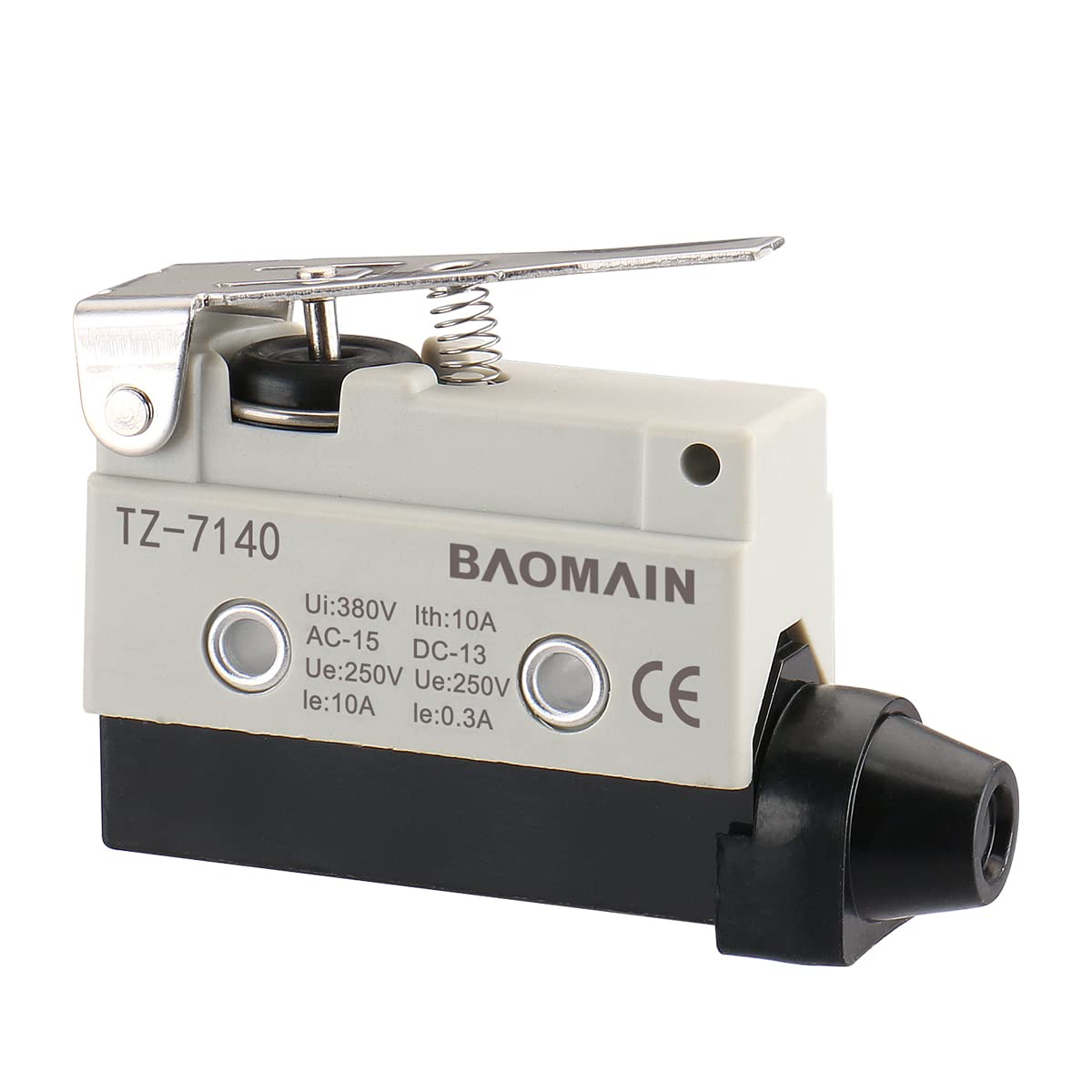 Baomain Endschalter Kurzer Scharnierhebel Momentantyp SPDT 1NC+1NO AC DC 380V 10A Mikroschalter TZ-7140