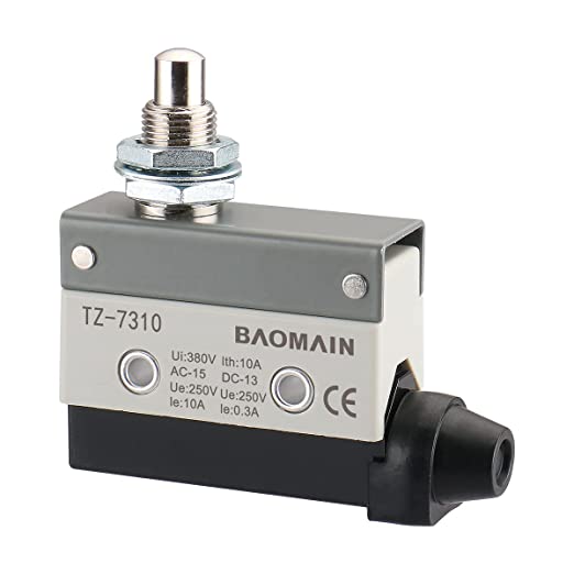 Baomain Endschalter Panelmontage Druckkolben Momentantyp SPDT 1NC+1NO AC DC 380V 10A Mikroschalter TZ-7310
